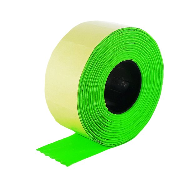 Этикет-лента для пистолетов 26х16, зеленая, прямоугольной формы, 1000 шт./рул