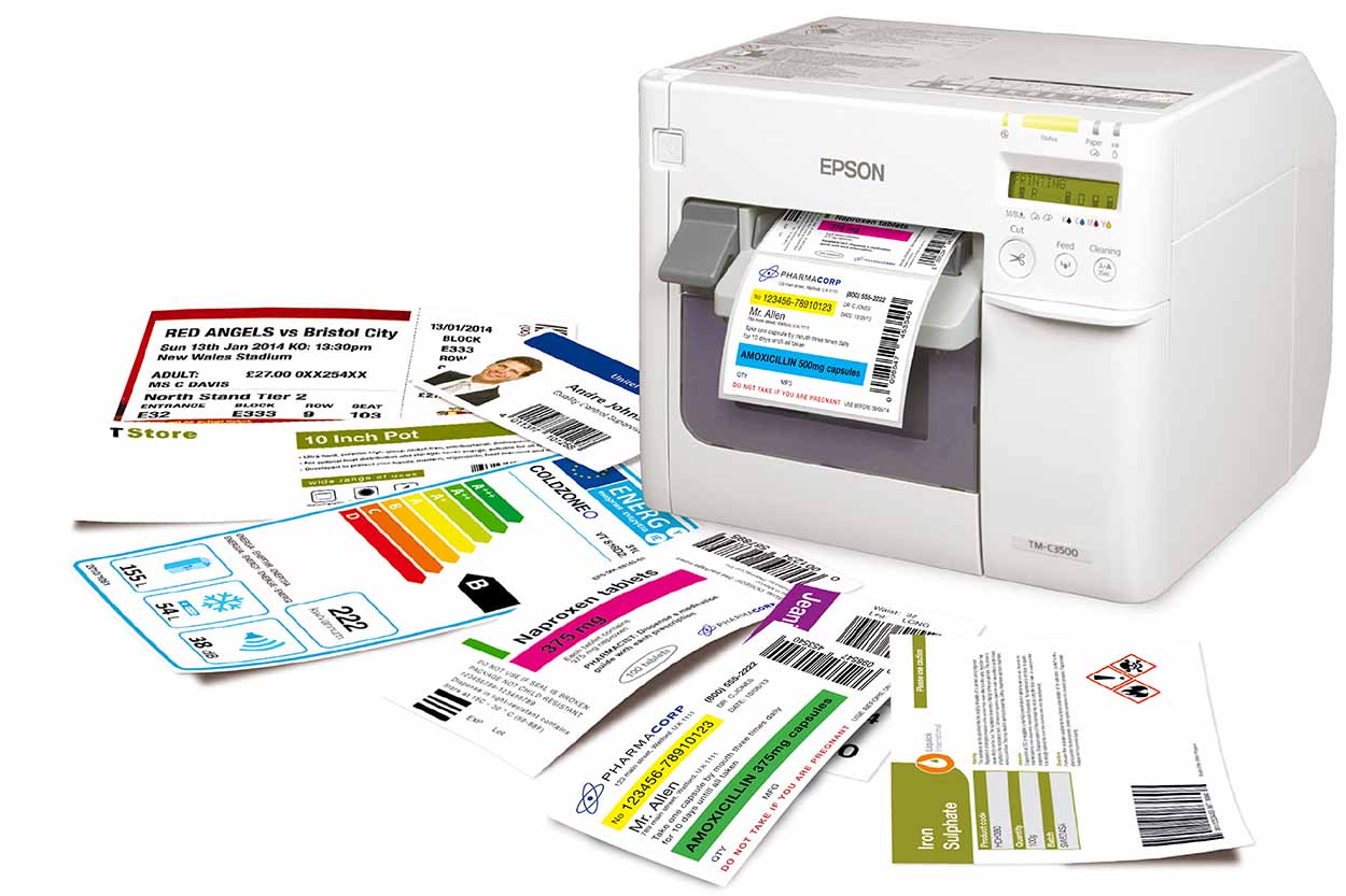 Epson Colorworks c3500. Цветные этикетки для термопринтера. Принтер наклеек Epson. Принтер для кабельных бирок Epson. Этикетки epson
